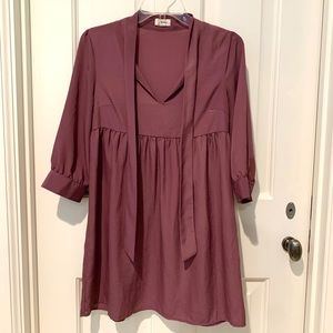 UO Pins & Needles Babydoll Dress with Neck Tie